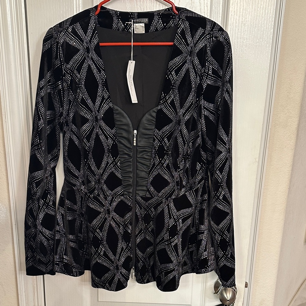 Chico's Black and Gray Patterned Blazer